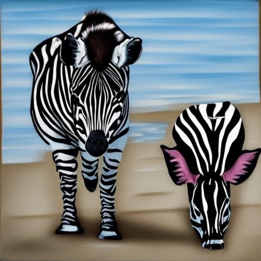 A Zebroar (hybrid of a zebra and a boar) 🦓 🐗 and a zebra