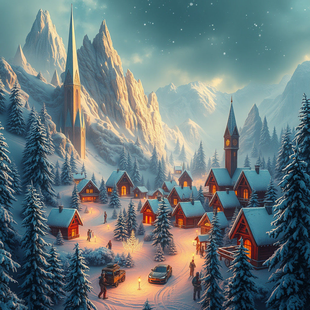 Enchanting Christmas Village in Winter Wonderland