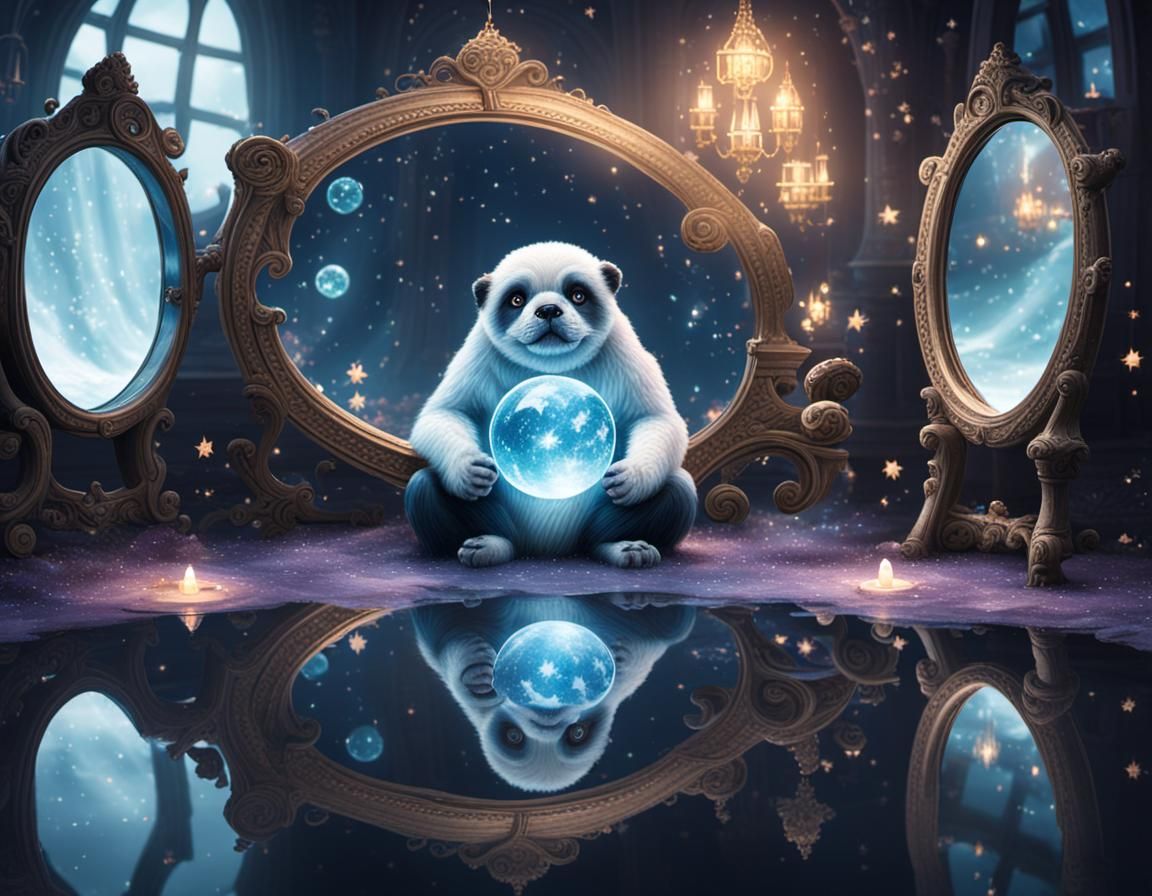 Boss Sits on Magic Mirror: AI Generated Image