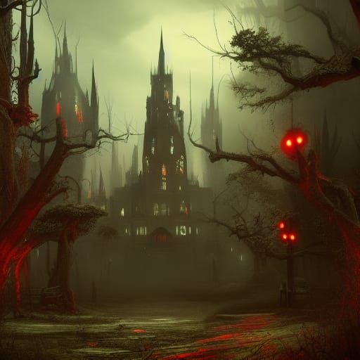 Horror Movie Scene as Detailed Matte Painting