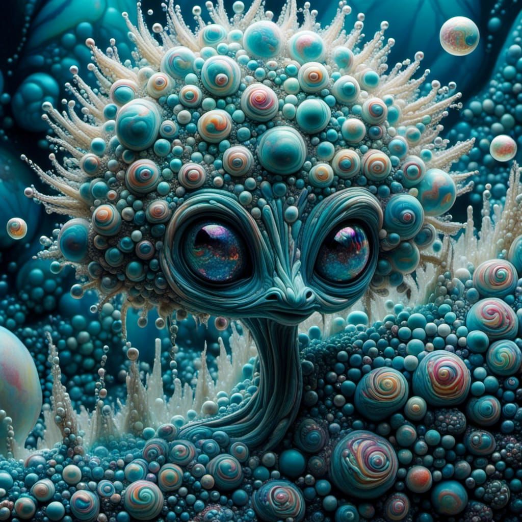 Abstract Cactus in Alien Landscape: Cubist Gothic Art