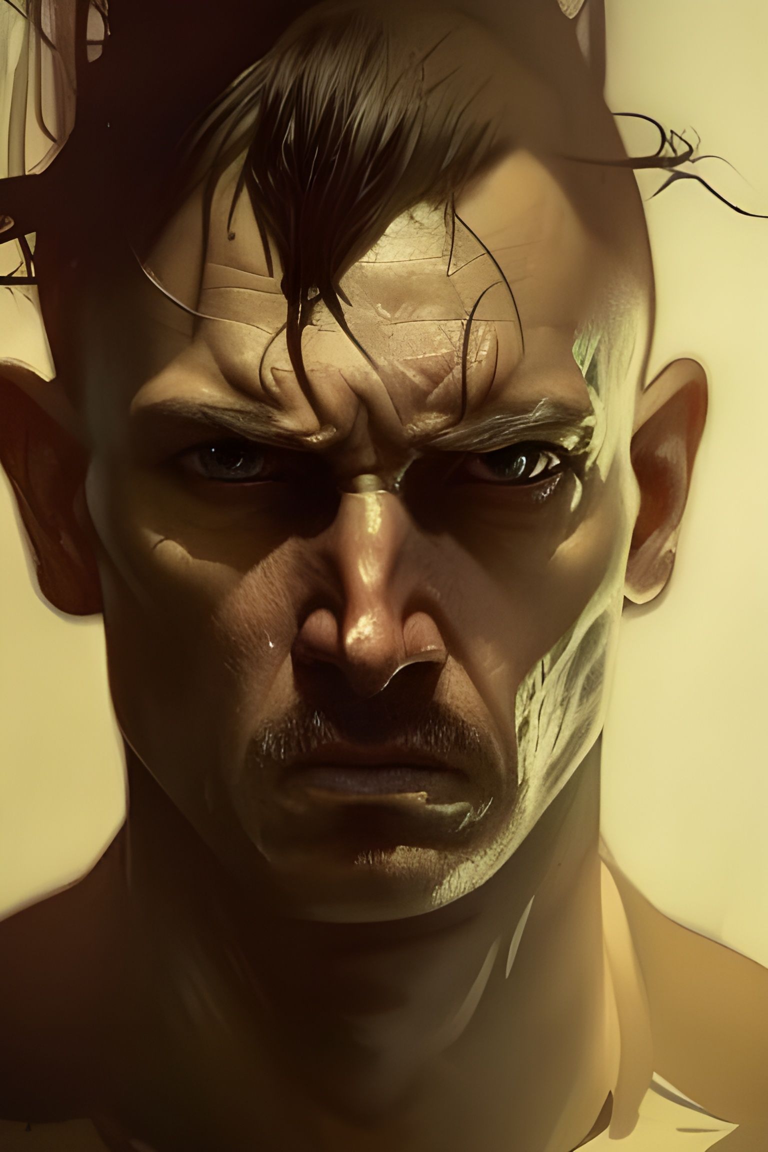 a tough brutal man portrait