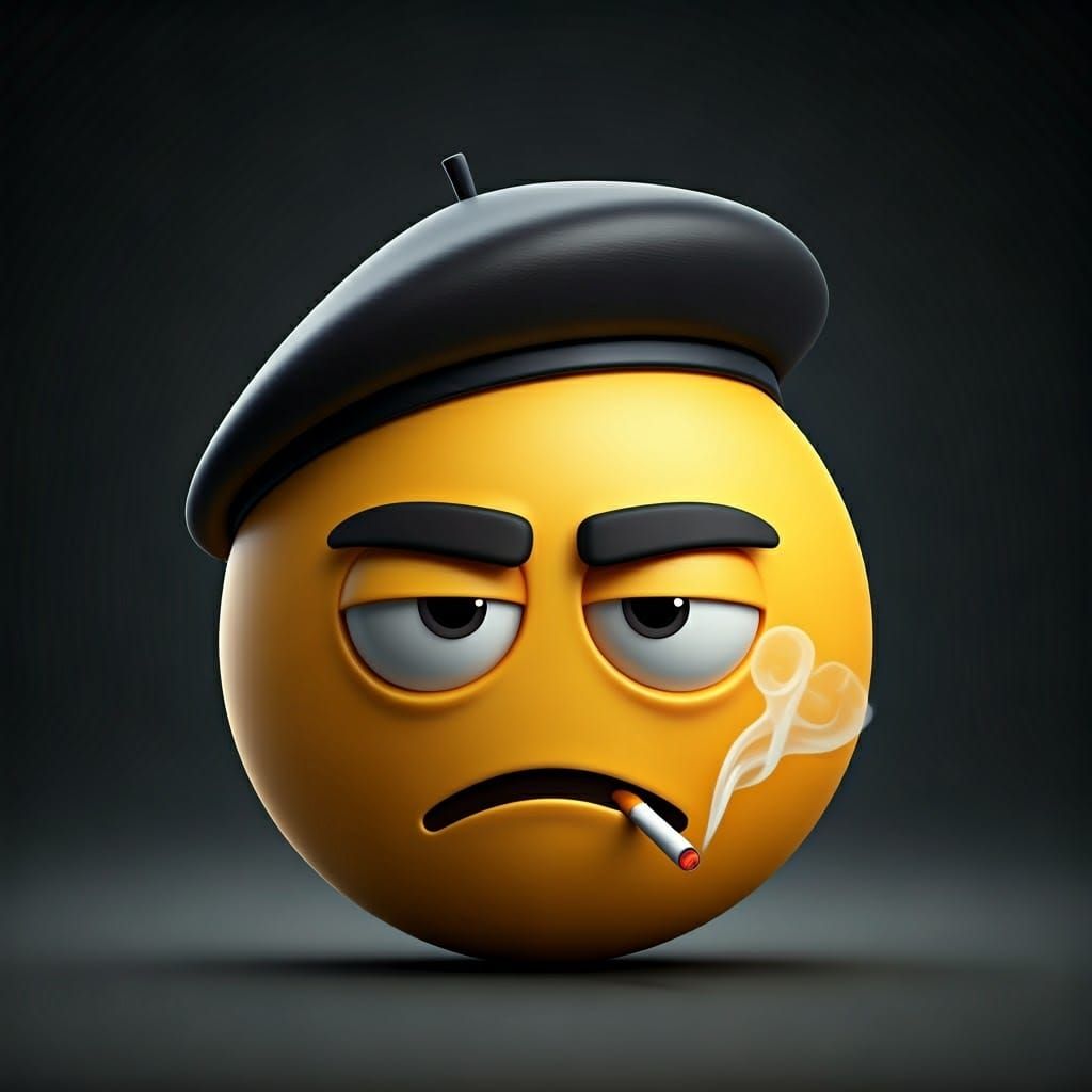 Angry French Proletariat in Stylized 3D Emoji