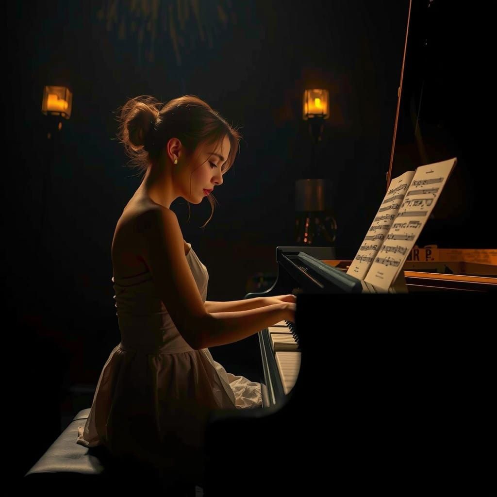 Hyperrealistic Piano Moment in Soft Cinematic Glow