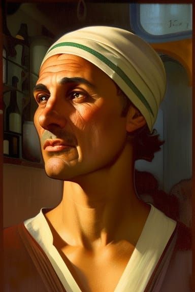 Greek Island Tavern Keeper Basks in Triadic Hues