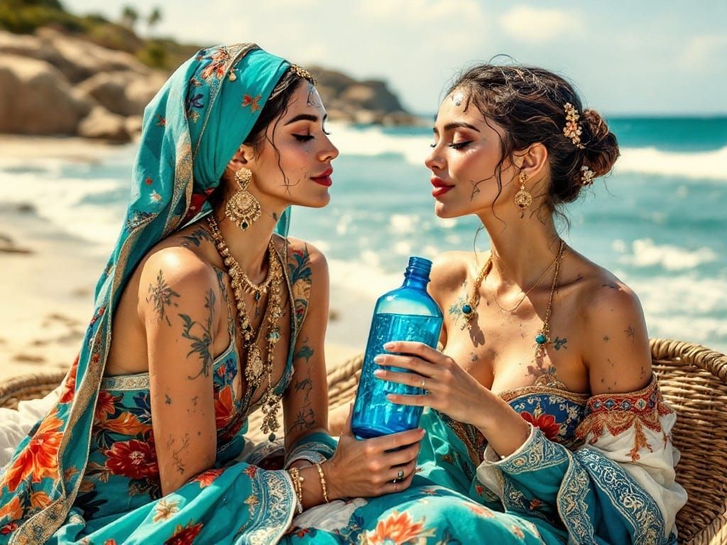 Ottoman Miniature Painting of Summer Nymphs