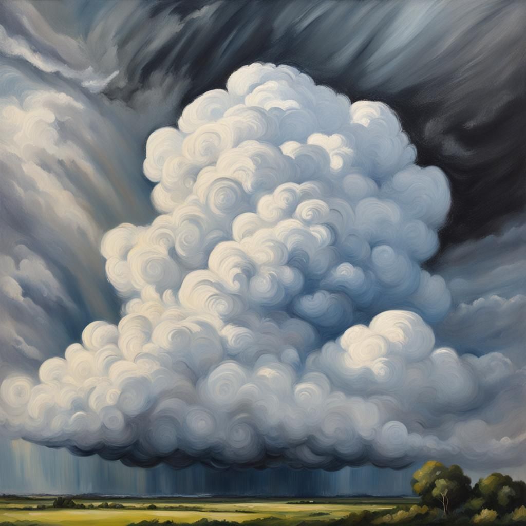 Dramatic Oil Painting of a Cumulonimbus Cloud