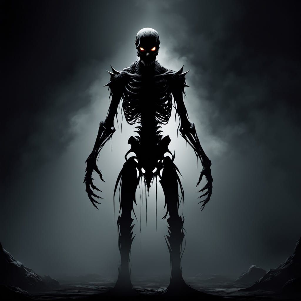 Haunting Gray Monster Emerges from Darkness