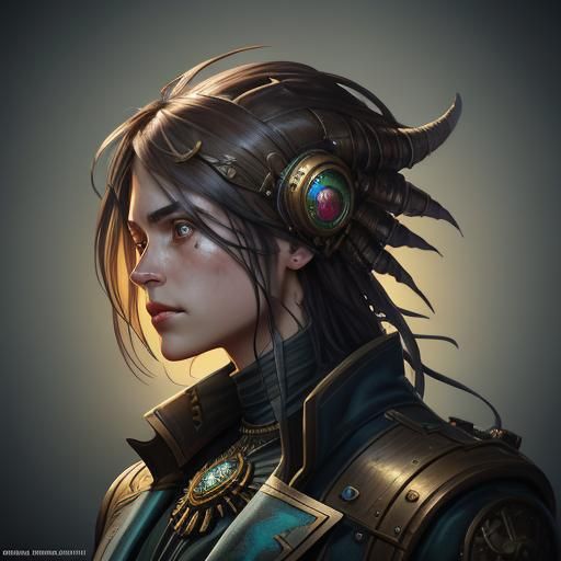 Steampunk Basilisk Portrait in Volumetric Lighting