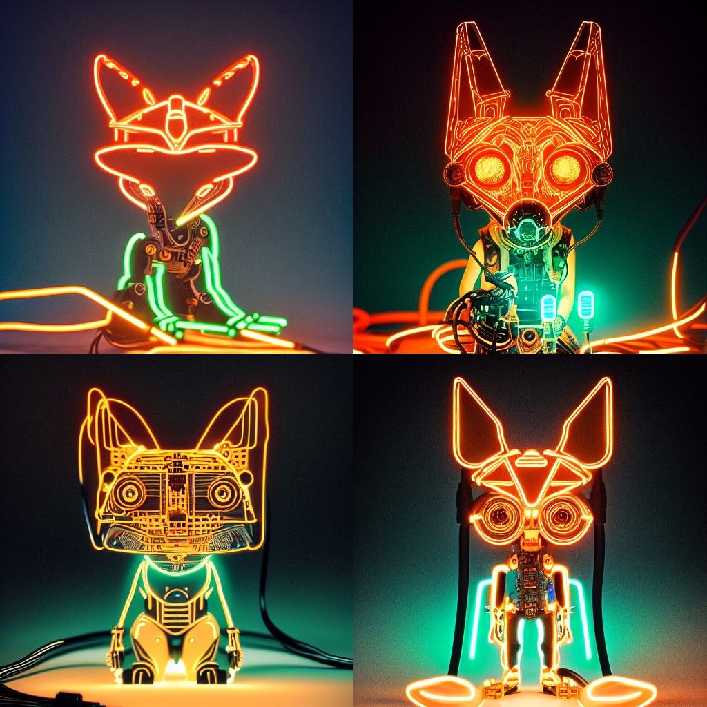 Cyborg Fox in Cyberpunk Steampunk Style