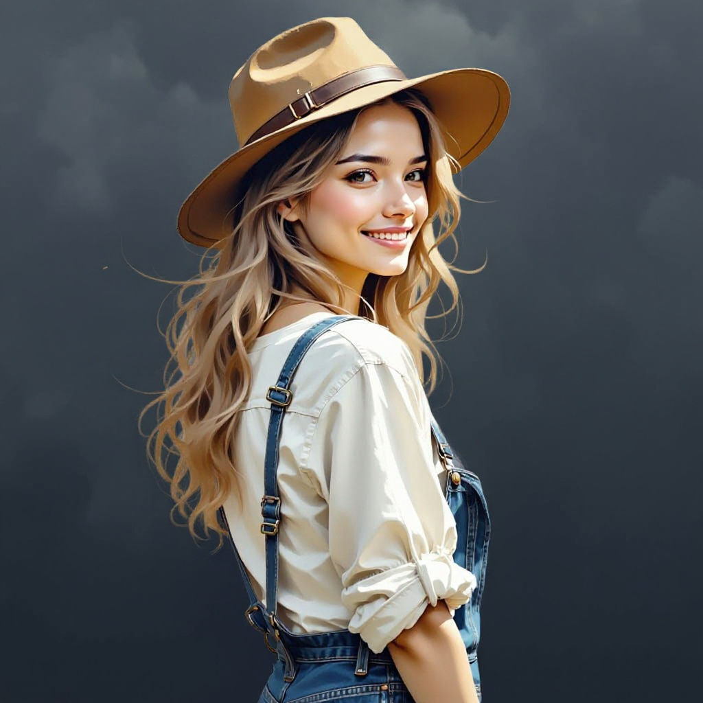 Whimsical photo of a young lady with messy caramel blonde hair