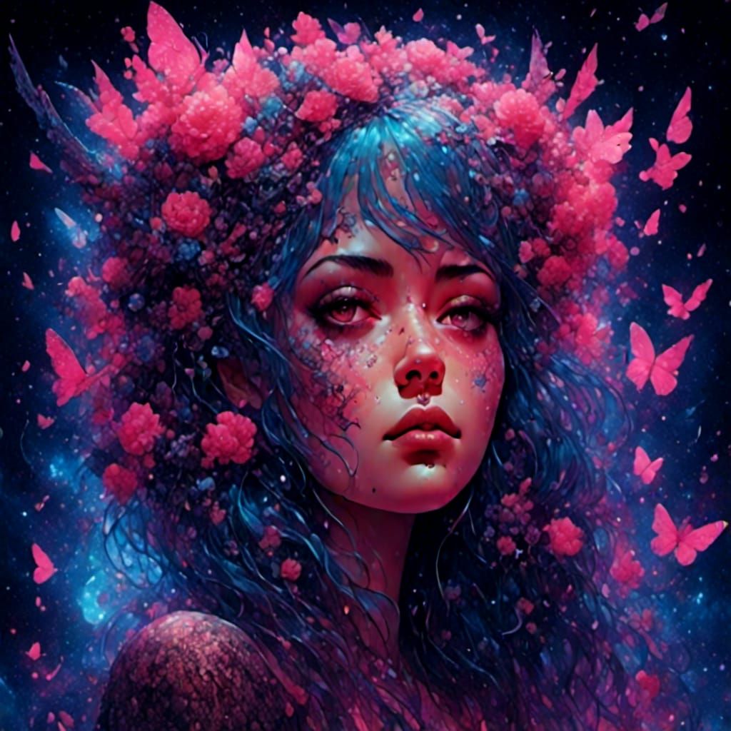 Bioluminescent Portrait in Fantasy Illustration Style