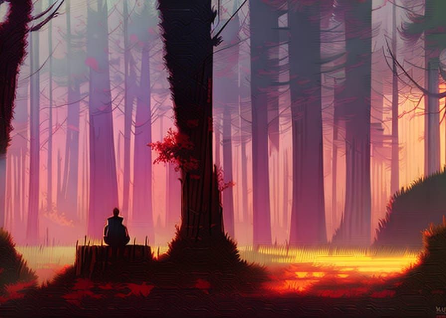 Lonely Ghost in Spooky Forest: Matte Painting