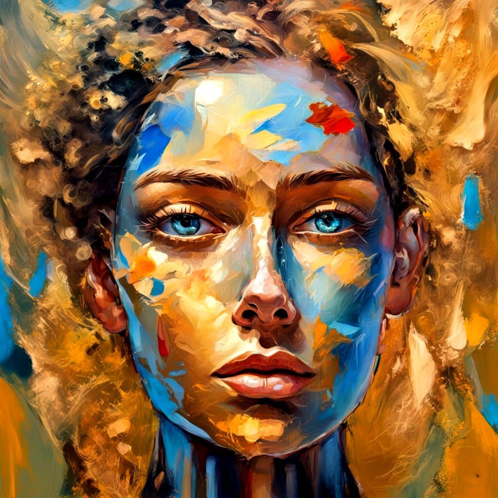 Surreal Portrait with Expressive Brushstrokes