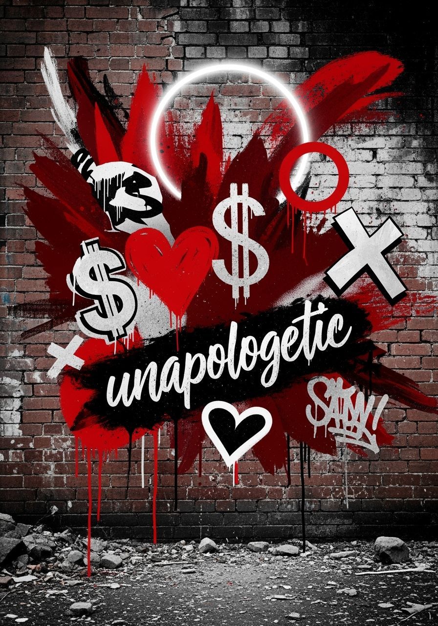 Urban Graffiti Art with Silver Halo