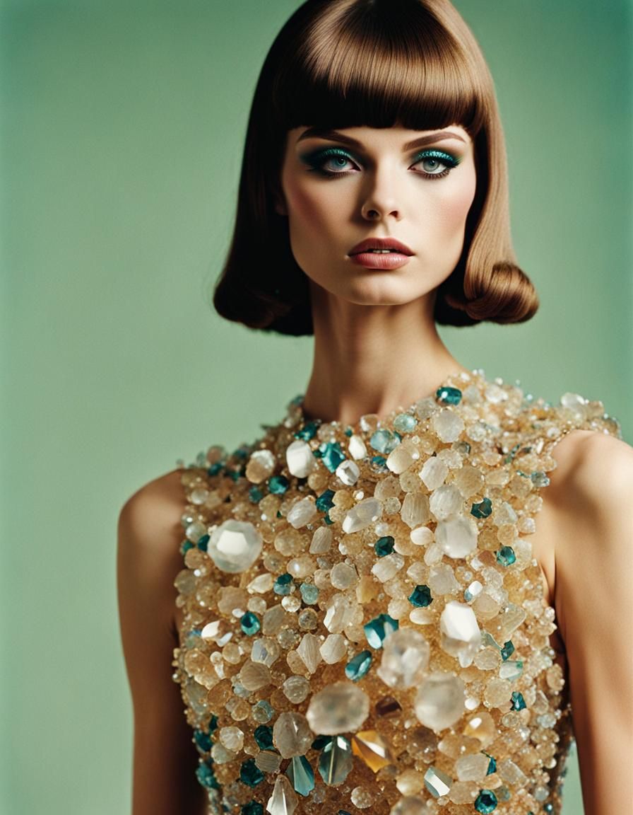 Fashion Model in Crystal Dress, 1960s Style