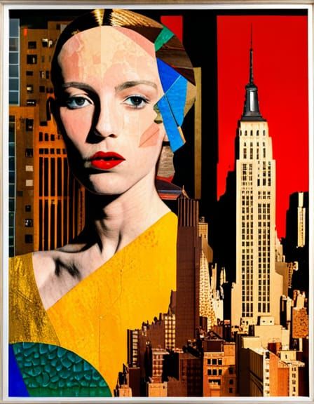 Abstract Collage Portrait in Vivid Colors