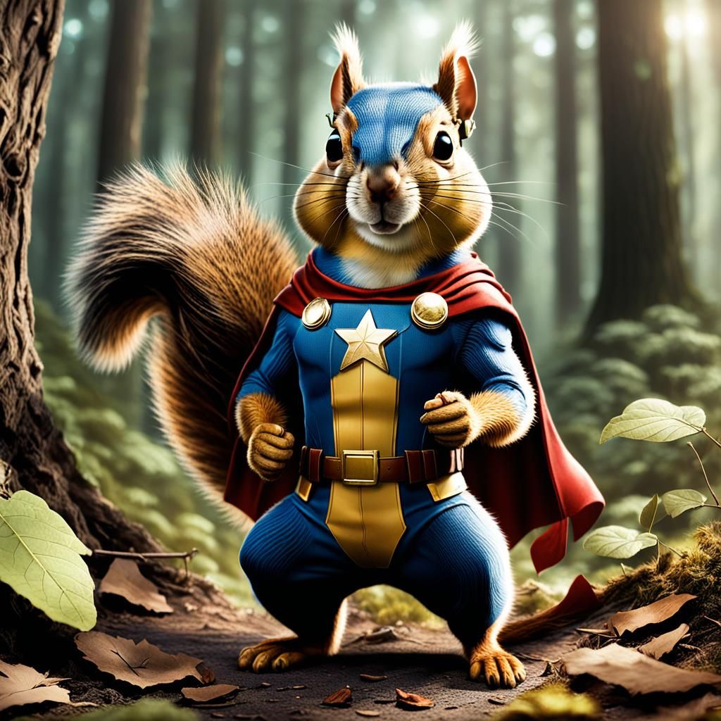 Captain Compliance Chip: Superhero Squirrel in Detailed Pain...
