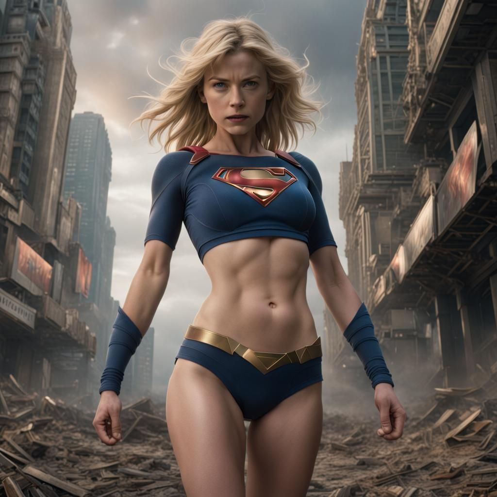 Supergirl with Bare Midriff: Digital Matte Painting