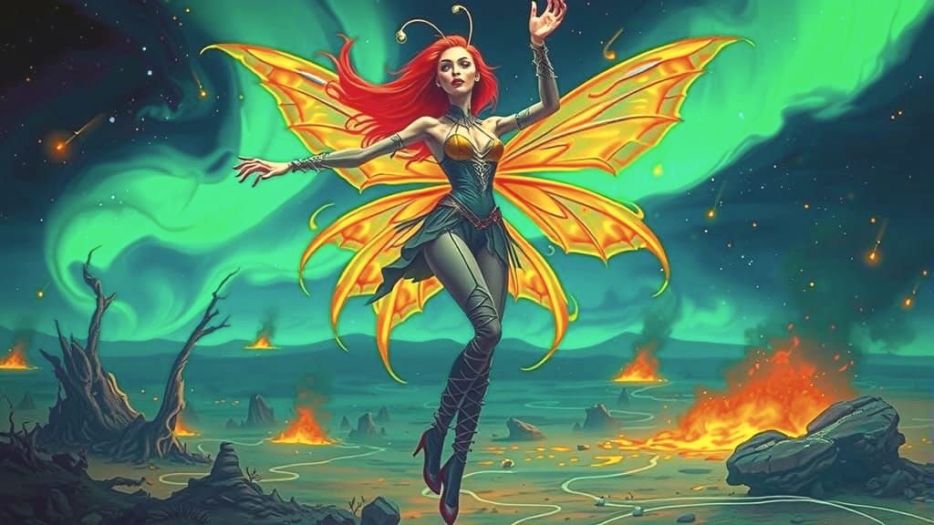 Fierce Wire Fairy Dancing in Scorched Wasteland