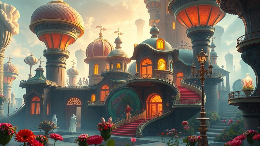 Surreal Fantasy Kingdom in Whimsical Wonderland Style