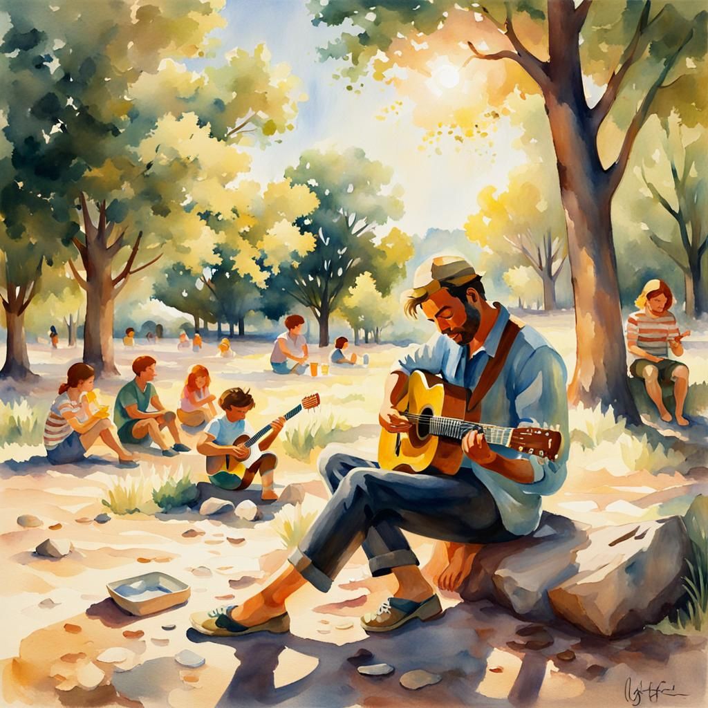 A Salvation Army band played
And the children drank lemonade
And the morning lasted all day
All day
And through an open ...