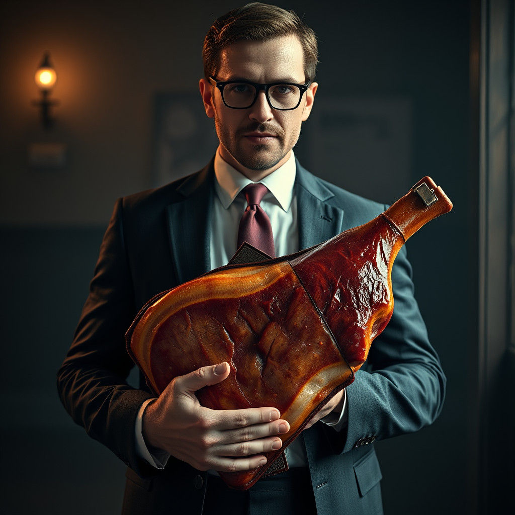 Man with Ham Wallet in Atmospheric Lighting