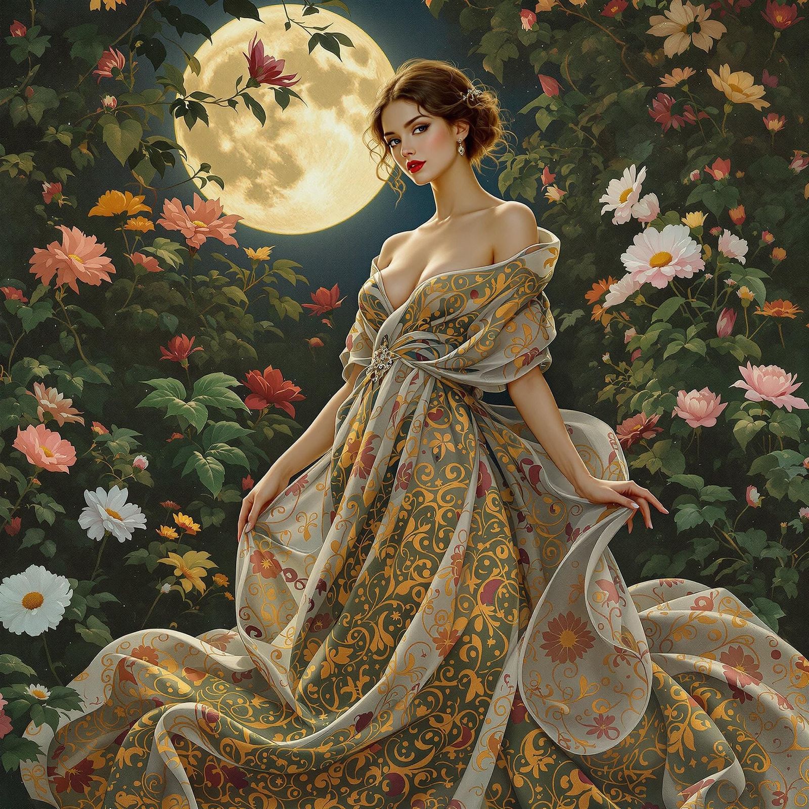 Ethereal Woman in Luxurious Silks