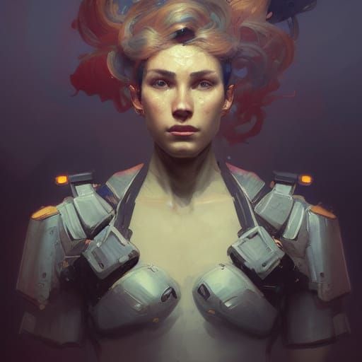 Hyperdetailed Soldier Portrait in Art Nouveau Style