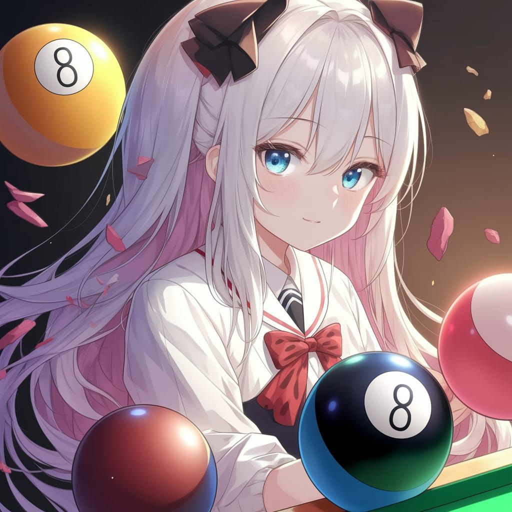 Cinematic Anime Pool Ball in Deep Color