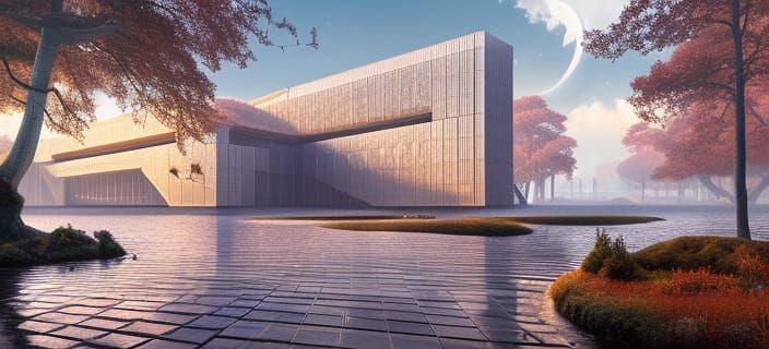 Surreal Brutalist Architecture in a Colorful Fantasy World