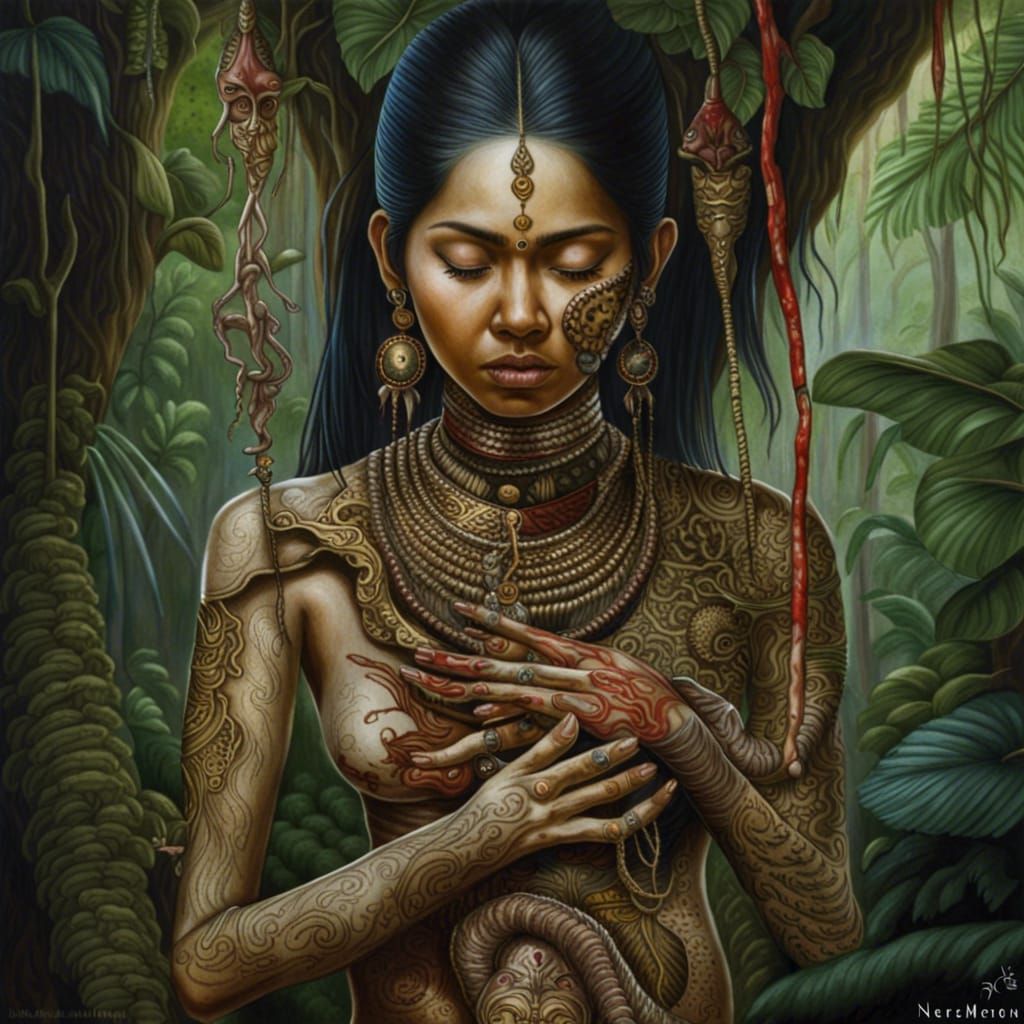 Terrifying Krasue Spirit in Jungle Horror Art