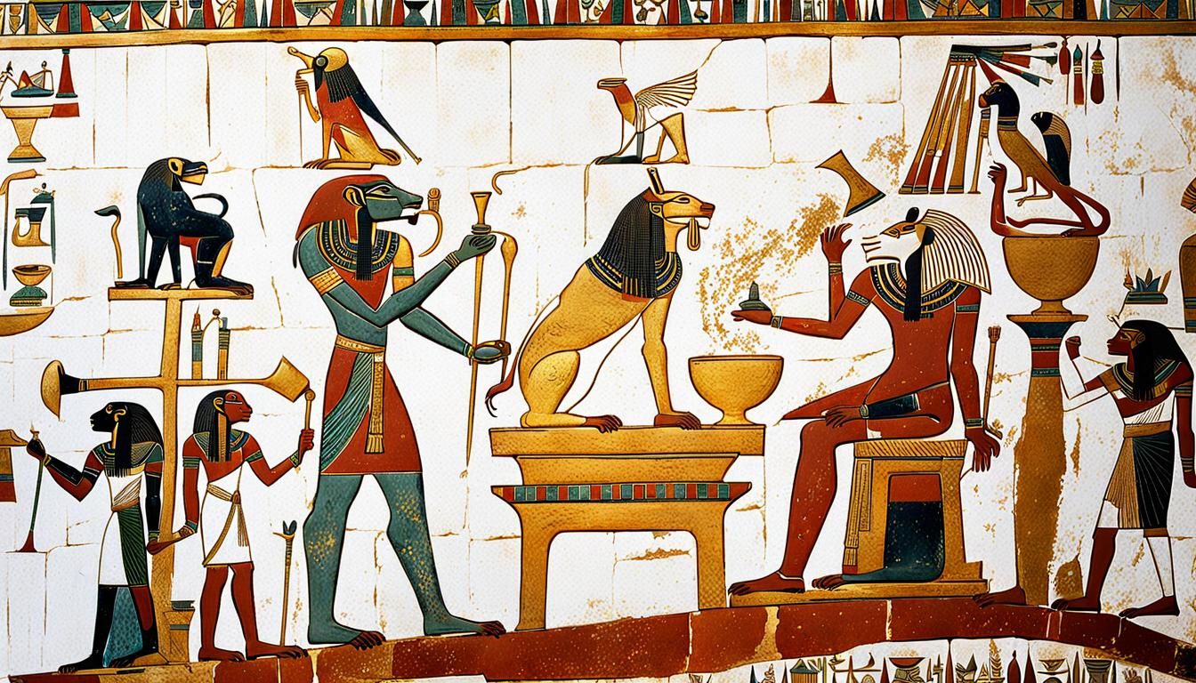 Thoth the Scribe: Golden Lion Hieroglyphic