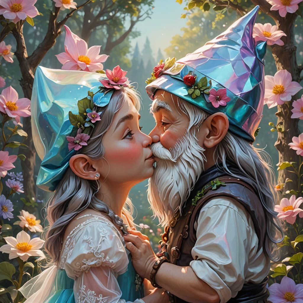 Gnome Wedding Kiss in Oil Painting Style