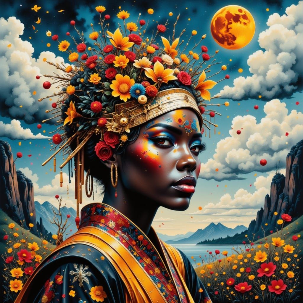 A Haunting Water-Inspired Painting in a Dark Cyberpunk Aesth...