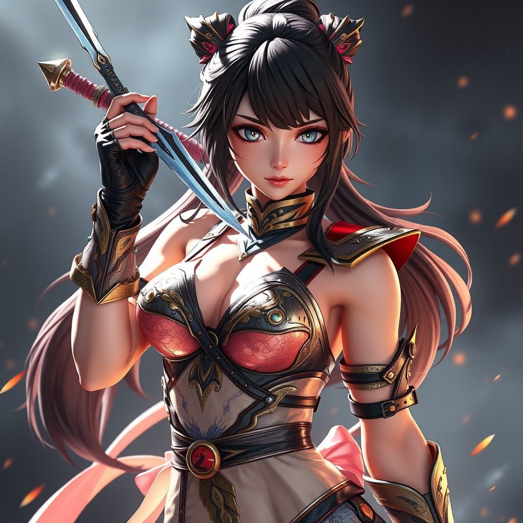 Surreal Anime Concept Art of a Female Fighter in 8k Resoluti...