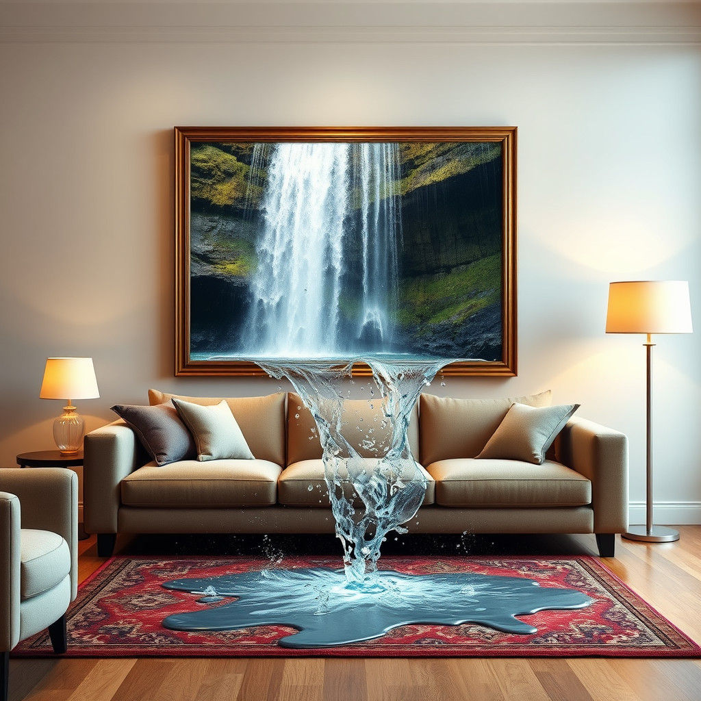 Waterfall Painting Comes to Life in Living Room