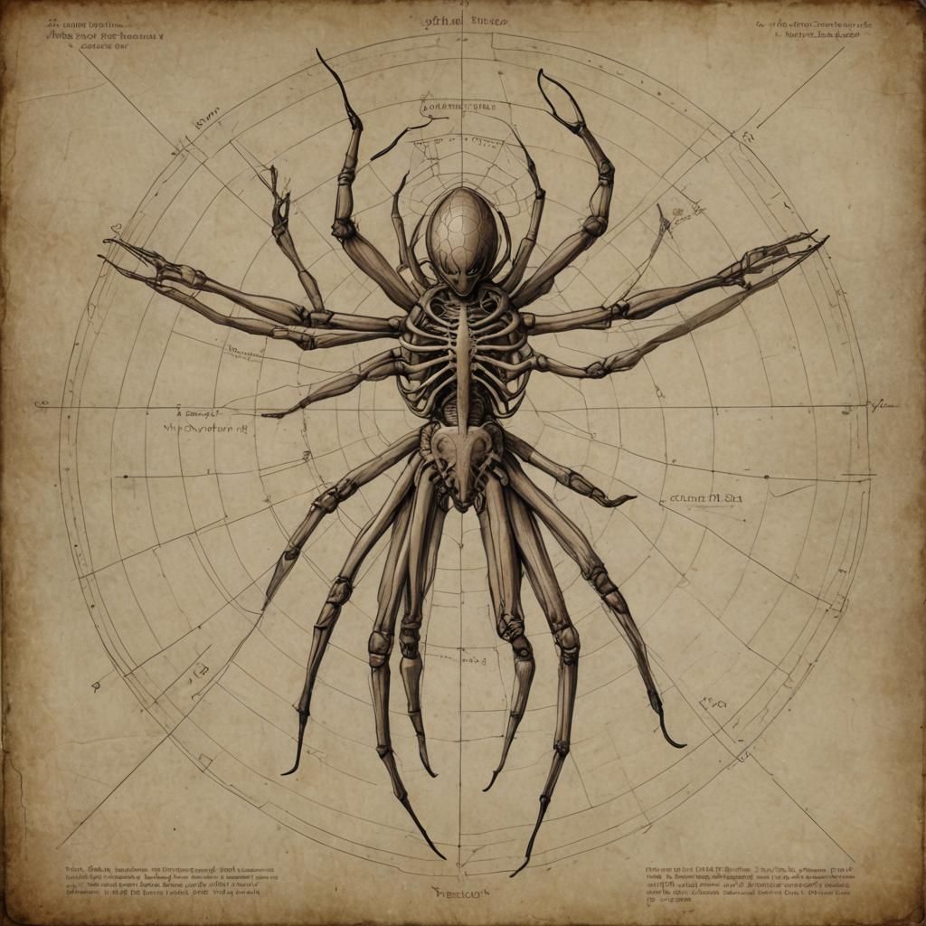 vitruvian human spider hybrid anatomy