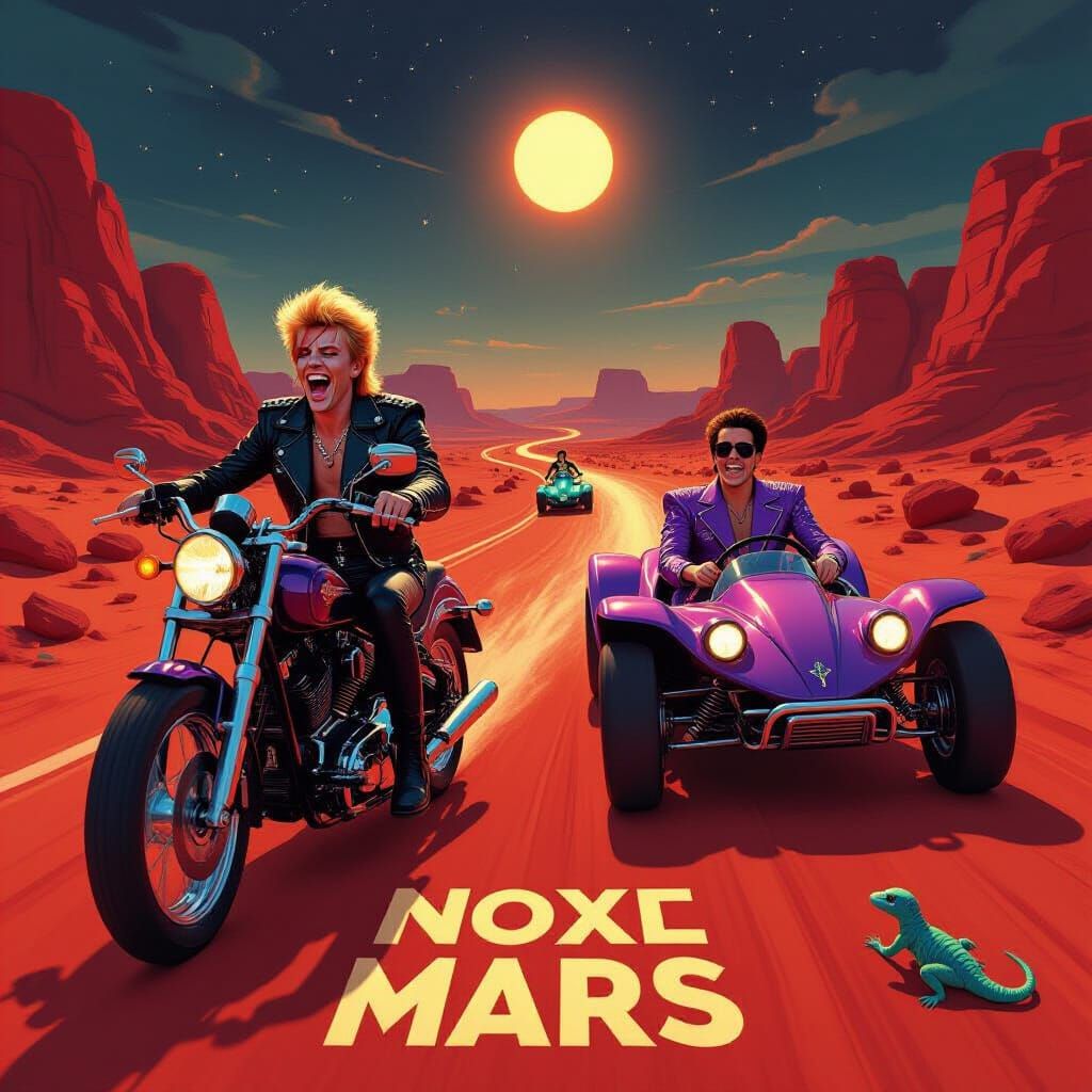 David Bowie & Freddie Mercury Race on Mars