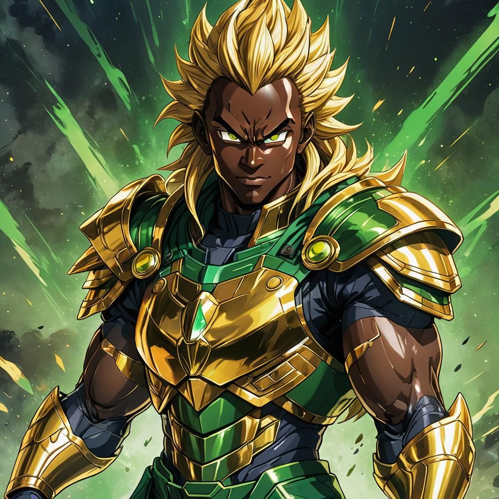 Golden Super Saiyan Warrior on Vegeta Landscape