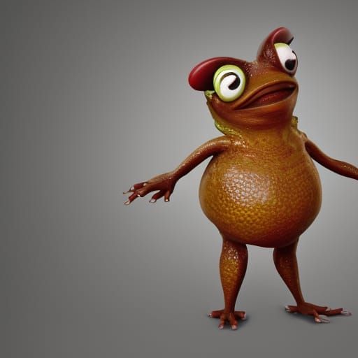 Joyful Frog-Man Enjoys Coffee: Detailed Matte Painting