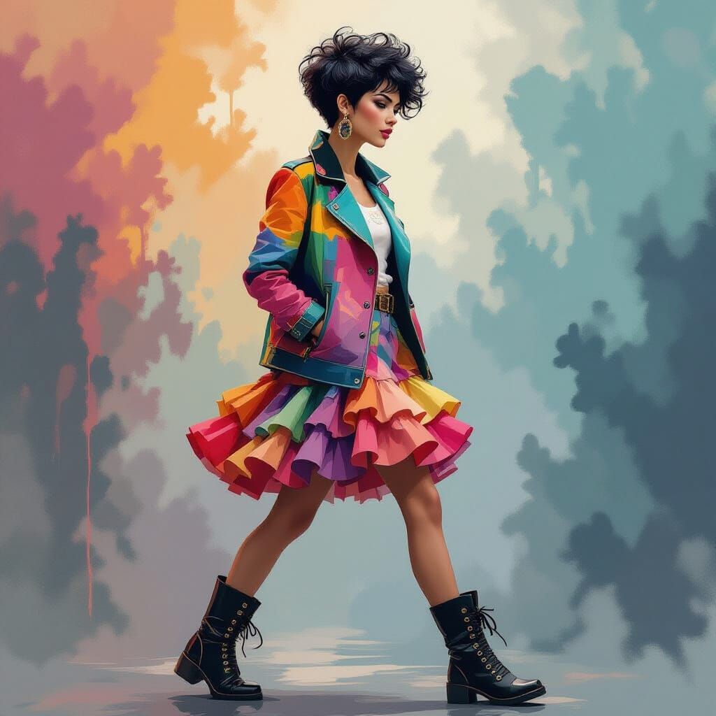 Stylish Woman Against Splash-Paint Background