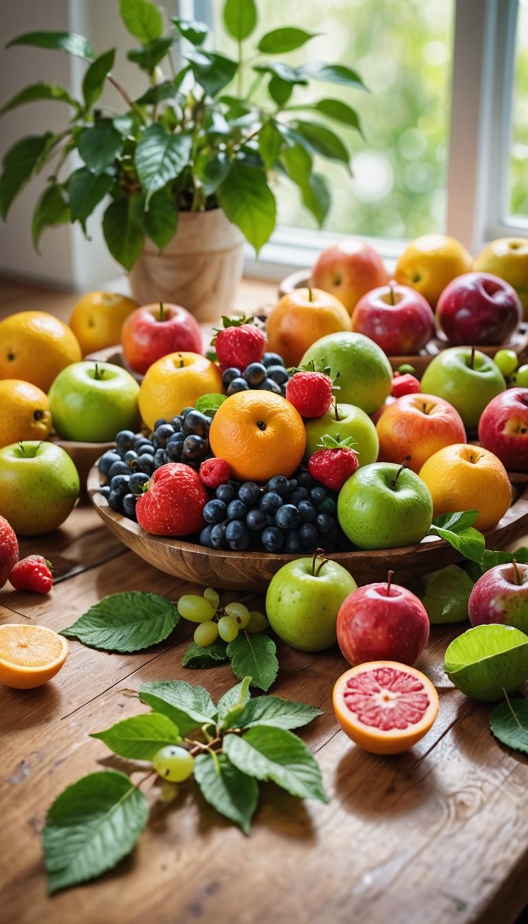 Vibrant Fruit Still Life in Soft Pastel Colors