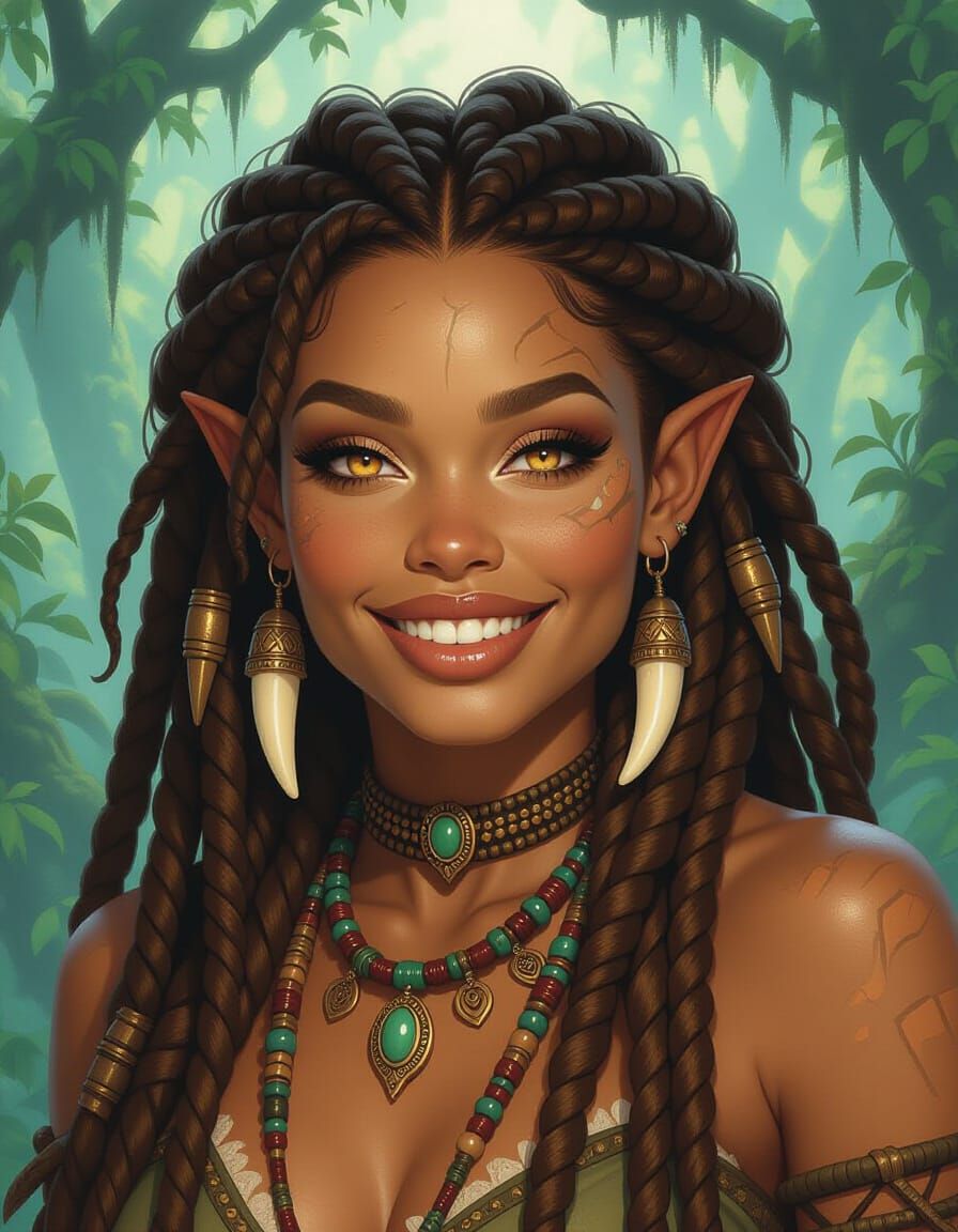 Troll-Human Hybrid Woman Portrait in Fantasy Realism