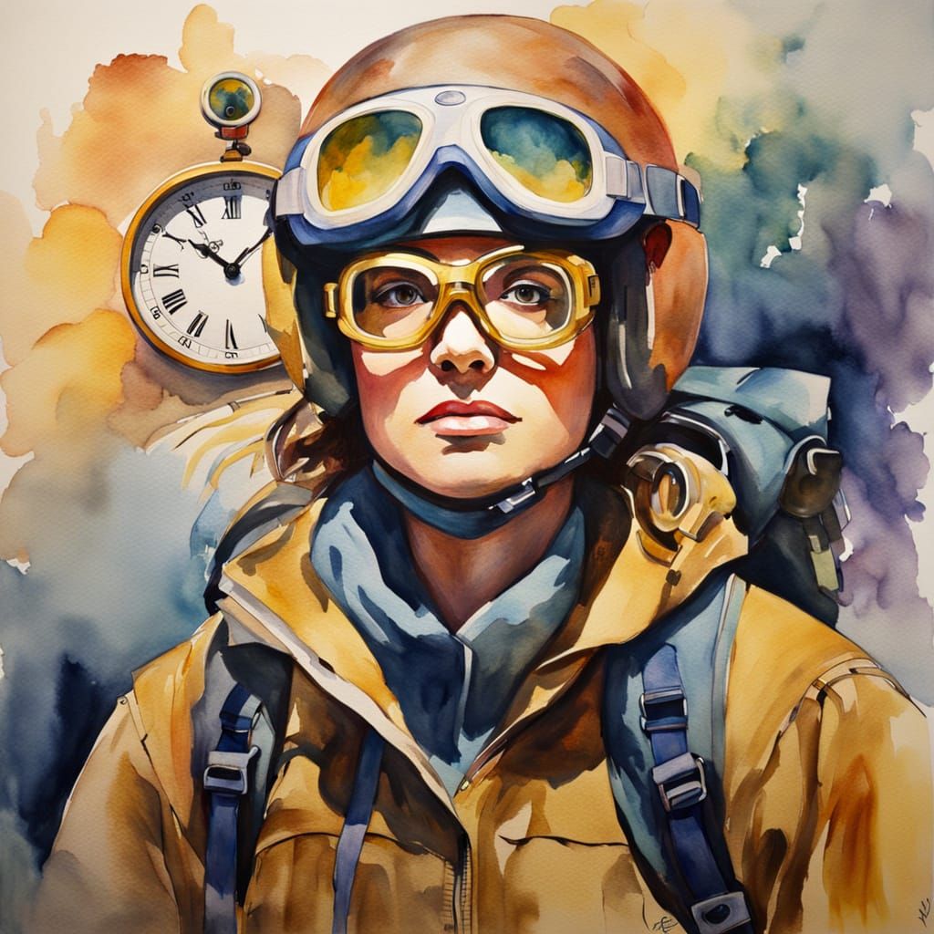 Woman Prepares for Time Travel in O'Keefe Style