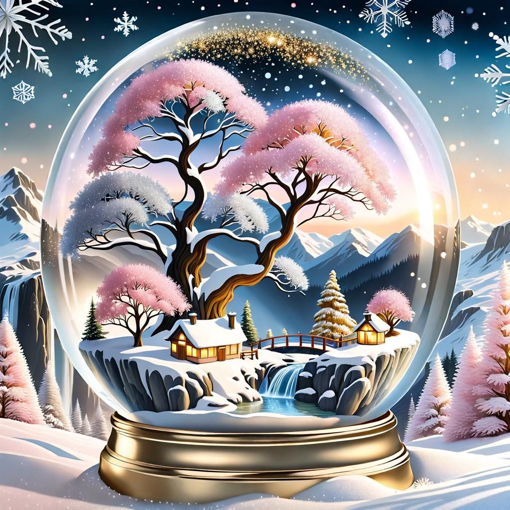 Sparkling Snow Globe Fantasy Landscape