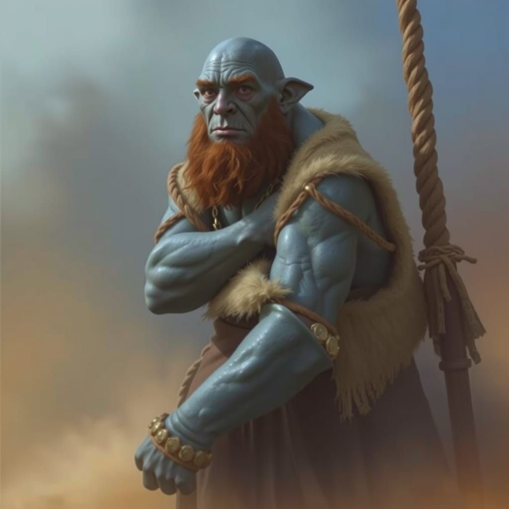 Unhappy Blue-Bearded Orc Portrait
