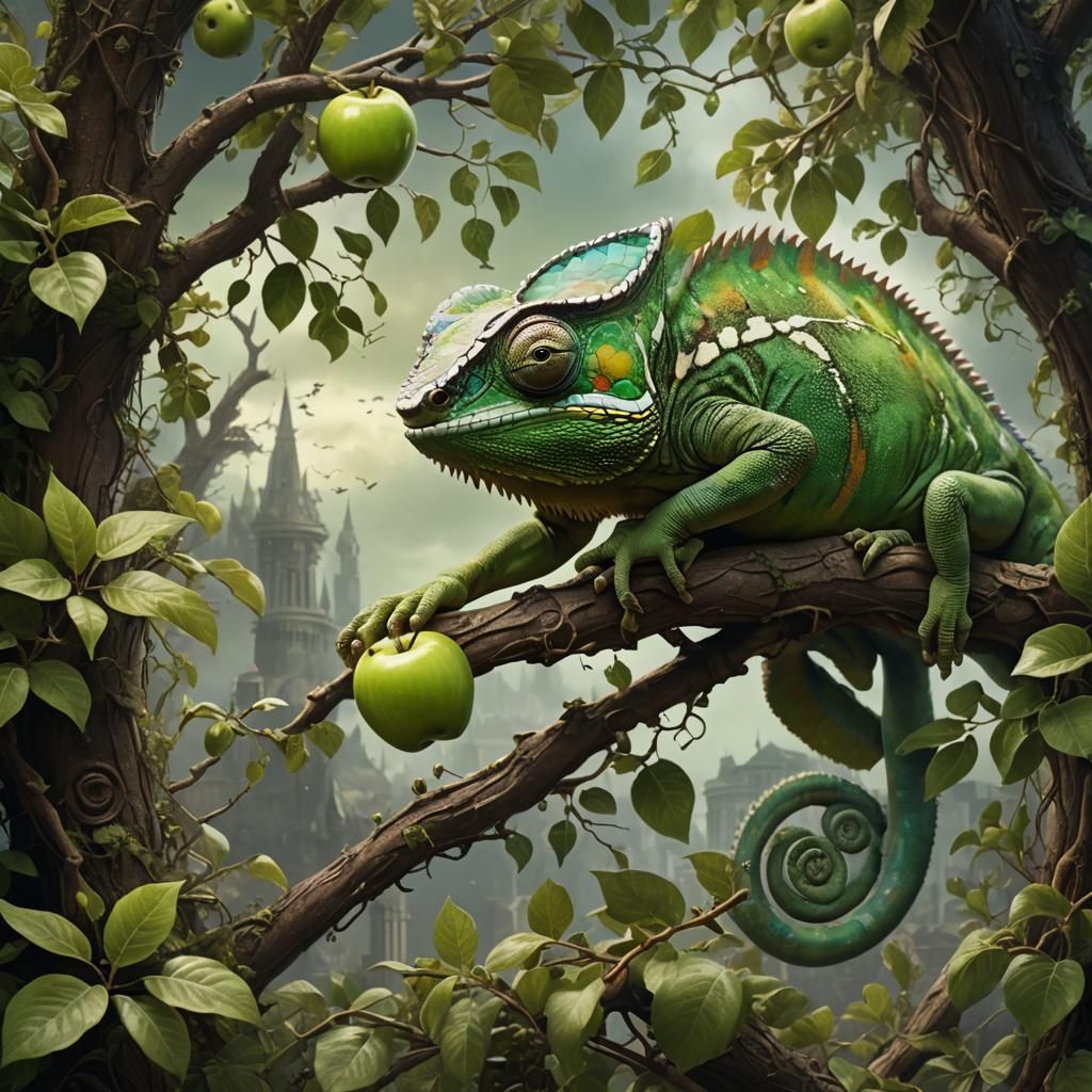 Chameleon with Apple Green Eyes: Digital Matte Painting