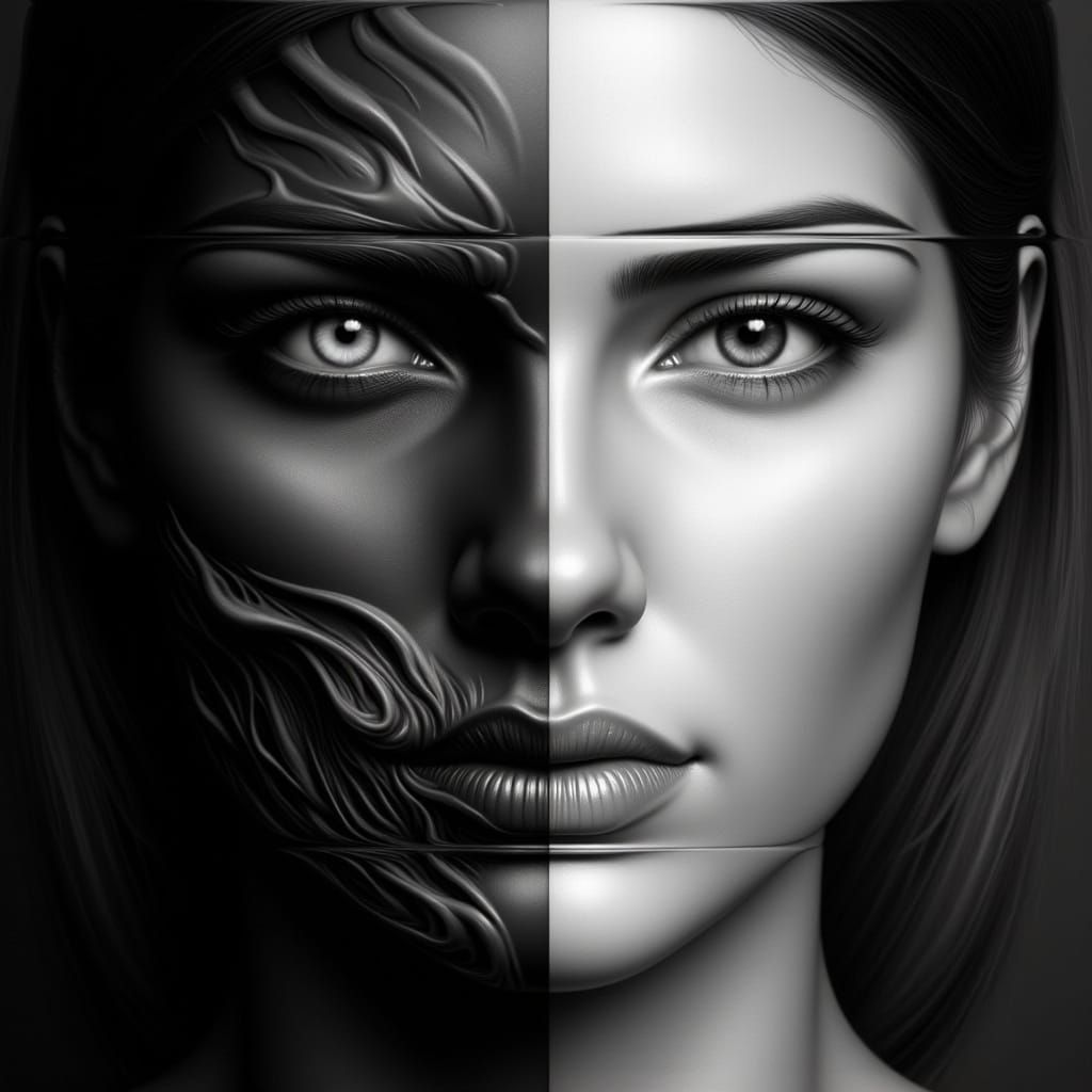 Duality: Face in Shadow and Light