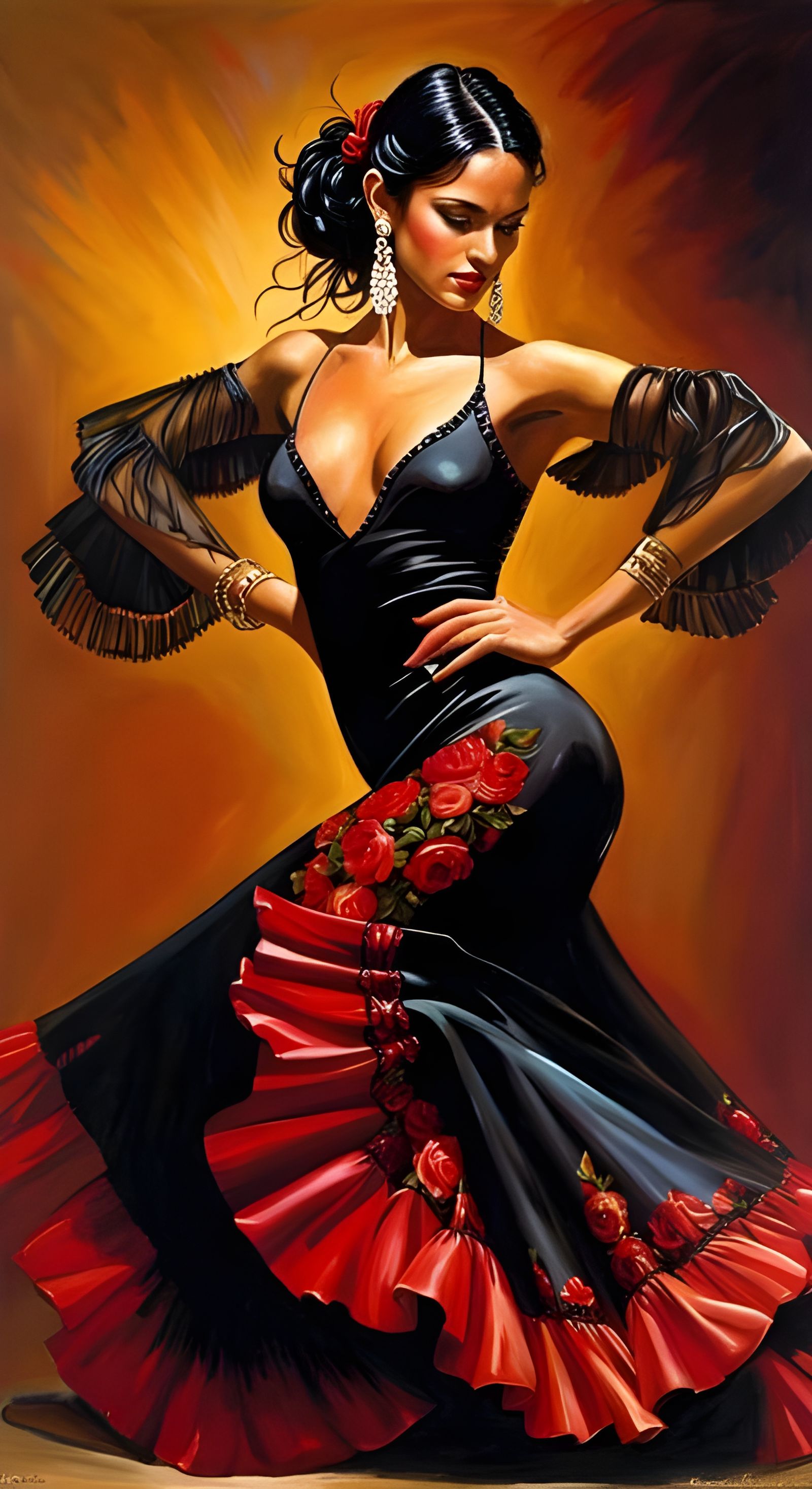 Flamenco Dancer Portrait in Fantasy Art Style